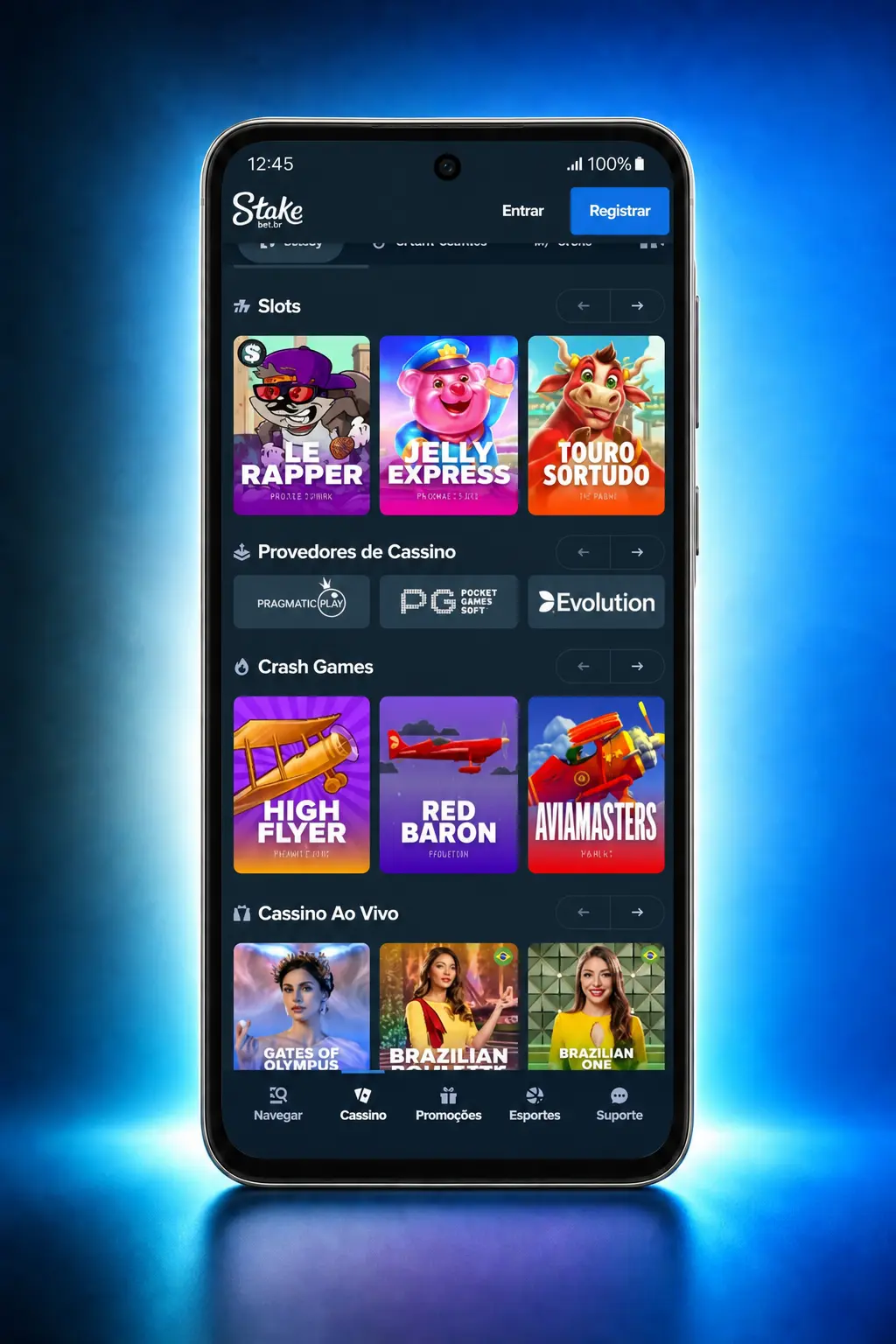 Download e instalação do aplicativo Stake para Android APK