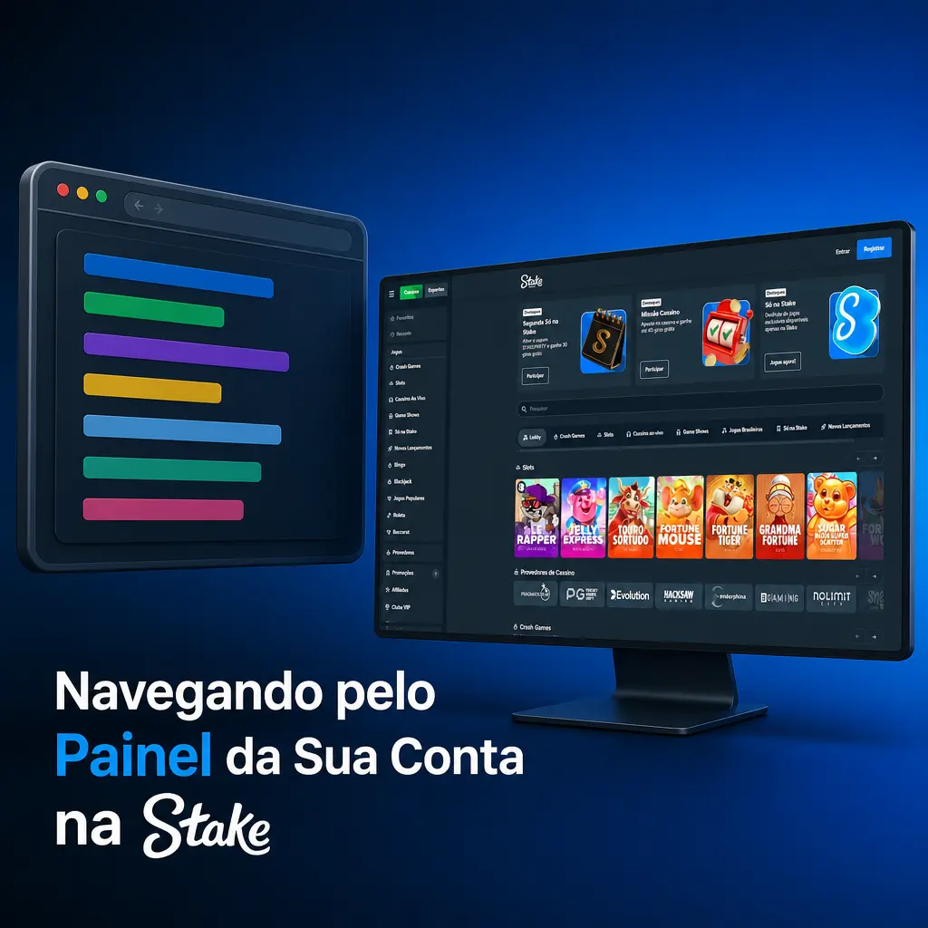Painel da conta na Stake com opções de caixa, histórico e configurações